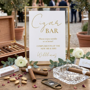 Póster Letrero de barra de cigarros para boda con guión m