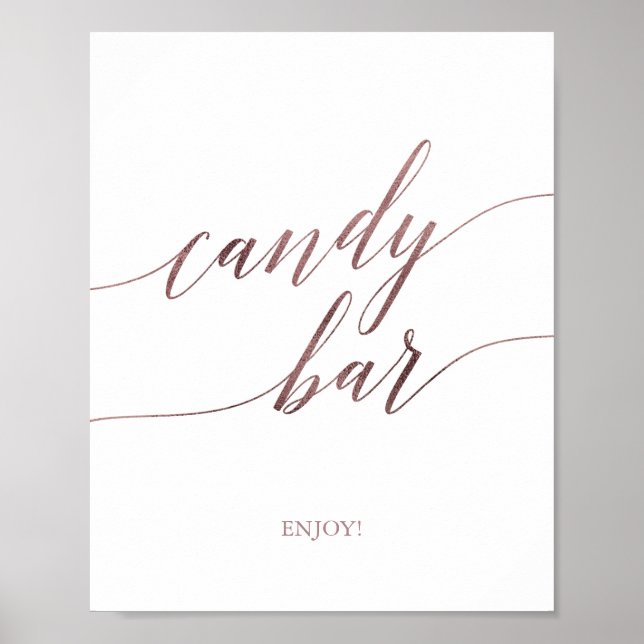 Póster Letrero de Barra de Dulces de Caligrafía en Rosa D (Frente)