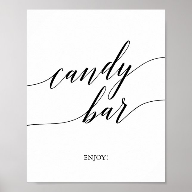 Póster Letrero de barra de dulces de caligrafía negra ele (Frente)