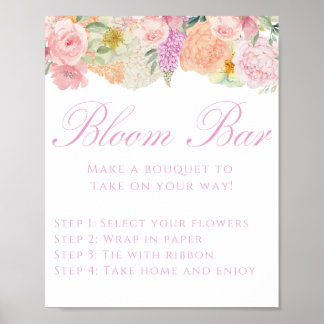 Póster Letrero de barra de florecimiento del amor en flor