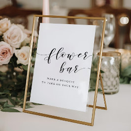 Póster Letrero de barra de flores de boda con caligrafía