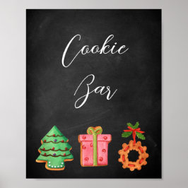 Póster Letrero de barra de galletas de Navidad de pizarra