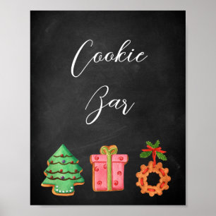 Póster Letrero de barra de galletas de Navidad de pizarra