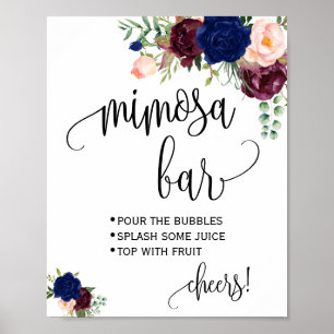 Póster Letrero de barra de mimosa boda nupcial ducha de n