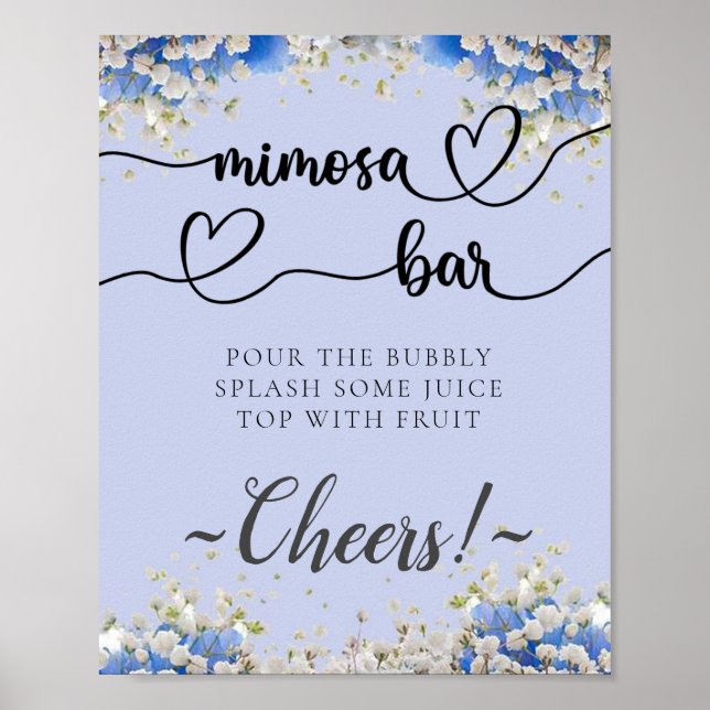 Póster Letrero de barra de Mimosa con caligrafía floral a (Frente)