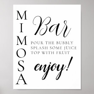 Póster Letrero de barra de mimosa con guión mínimo