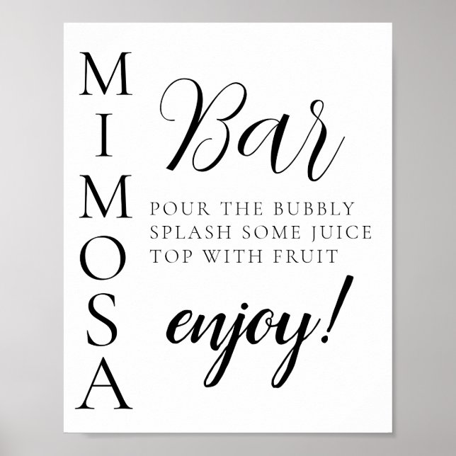 Póster Letrero de barra de mimosa con guión mínimo (Frente)