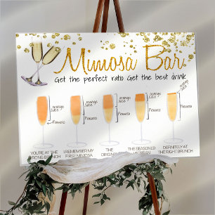 Póster Letrero de barra de Mimosa con purpurina para desa