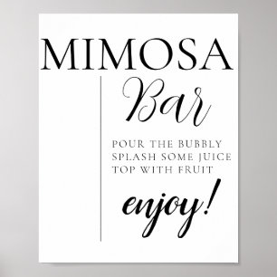 Póster Letrero de barra de mimosa con texto de caligrafía