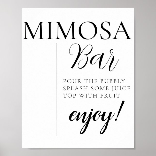 Póster Letrero de barra de mimosa con texto de caligrafía (Frente)
