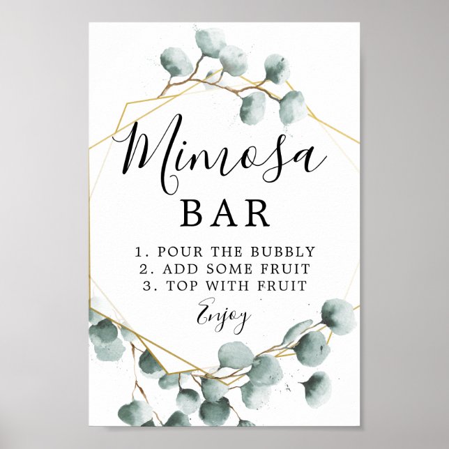 Póster Letrero de barra de mimosa con vegetación de eucal (Frente)