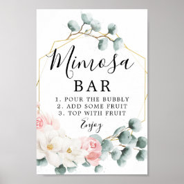 Póster Letrero de barra de mimosa con vegetación floral