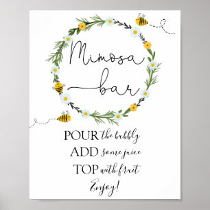Póster Letrero de barra de Mimosa de abeja