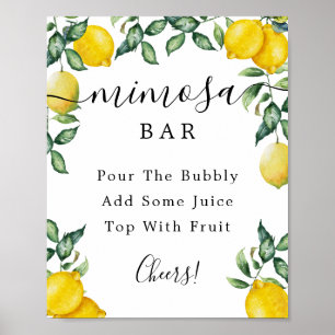 Póster Letrero de barra de Mimosa de limones
