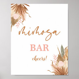 Póster Letrero de barra de Mimosa de palmas secas de terr