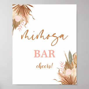 Póster Letrero de barra de Mimosa de palmas secas de terr