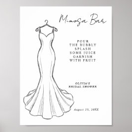 Póster Letrero de barra de Mimosa de vestido de novia min