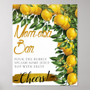 Póster Letrero de barra de Mimosa elegante decorado con l
