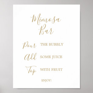 Póster Letrero de barra de Mimosa nupcial con caligrafía 