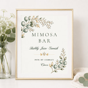 Póster Letrero de barra de Mimosa para baby shower de ver