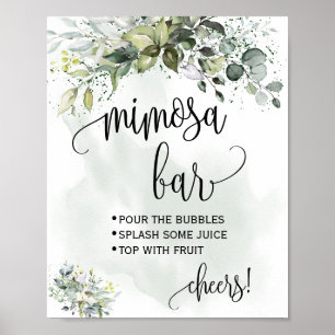 Póster Letrero de barra de mimosa para ducha nupcial de b