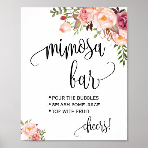 Póster Letrero de barra de mimosa para ducha nupcial flor