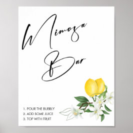 Póster Letrero de barra de mimosa para la ducha nupcial d