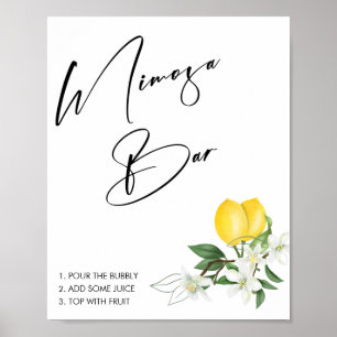 Póster Letrero de barra de mimosa para la ducha nupcial d