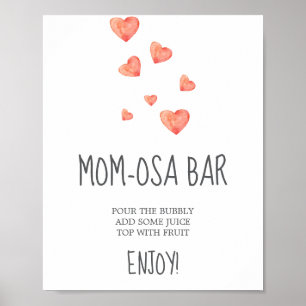 Póster Letrero de barra de Mom-osa Corazones de acuarela