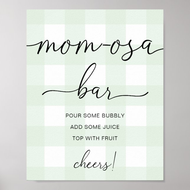 Póster Letrero de barra de Mom-osa de shower de bebé con  (Frente)