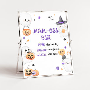 Póster Letrero de barra de Mom Osa Fantasmita Morada