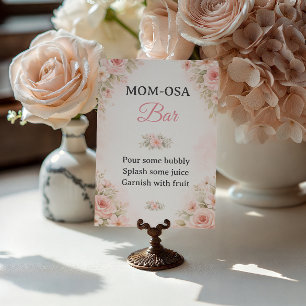 Póster Letrero de barra de Mom-Osa floral con rubor para