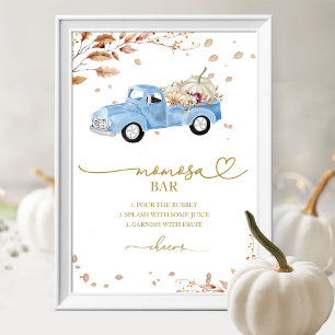 Póster Letrero de barra de Momosa de niño de calabaza de