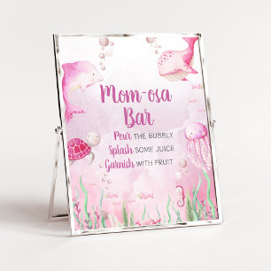 Póster Letrero de barra de osa mamá para ducha bajo el ma