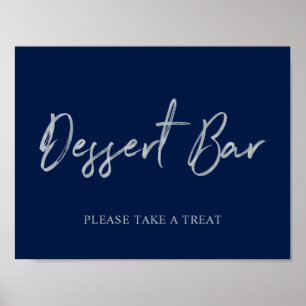 Póster Letrero de barra de postres con letra moderna azul