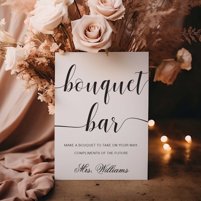 Póster Letrero de barra de ramos minimalista moderno de L (Bouquet Bar Sign Leyton )