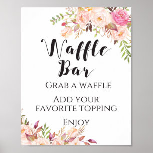 Póster Letrero de barra de waffles floral boho