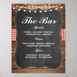 Póster Letrero de barra Recepción de boda Rústico Tiza Ro