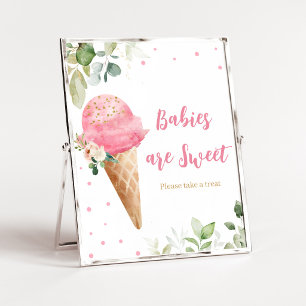 Póster Letrero de Bebés Dulces para Baby Shower de Helado