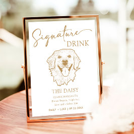 Póster Letrero de Bebida con Firma de Bodas para Perro Go