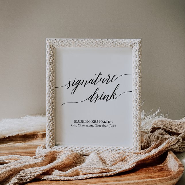 Póster Letrero De Bebida Con Firma De Caligrafía Negra El (Subido por el creador)