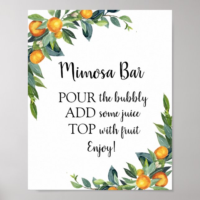 Póster Letrero de Bebida de Bar de Mimosa (Frente)