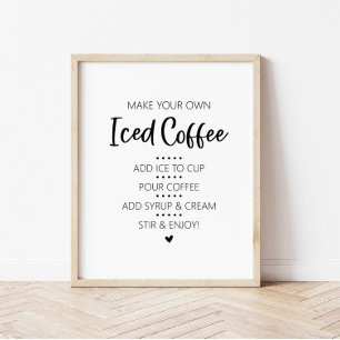 Póster Letrero de Bebida de Barra de Café Helado