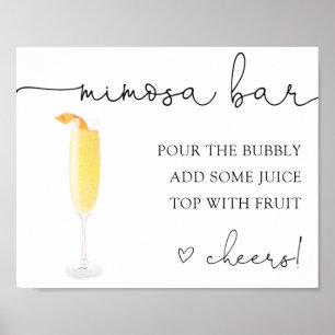 Póster Letrero de bebida de barra de Mimosa