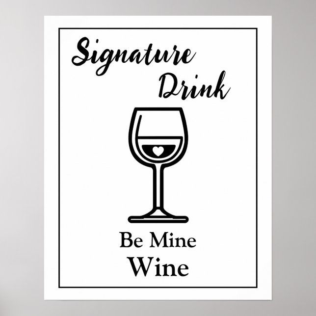 Póster Letrero de Bebida Destacada para Vino de Bar de Bo (Frente)