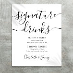 Póster Letrero de Bebidas con Firma de Guión en Blanco y<br><div class="desc">Este elegante letrero de bebidas con firma minimalista en blanco y negro es perfecto para la celebración de tu boda. Diseñado por Thisisnotme©</div>