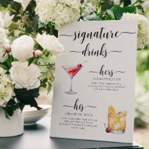Letrero de Bebidas con Firma Minimalista Moderna d