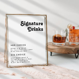 Póster Letrero de Bebidas con Letra Retro Moderna