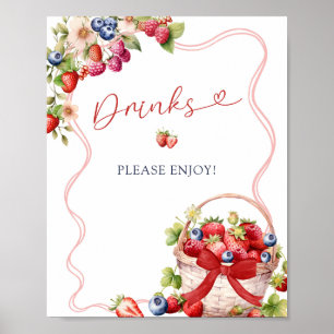 Póster Letrero de Bebidas Coquette Berry Enamorado Fiesta