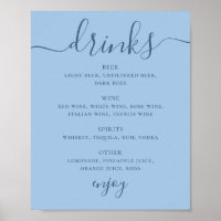 Letrero de Bebidas de Bar para Boda Moderno Azul C
